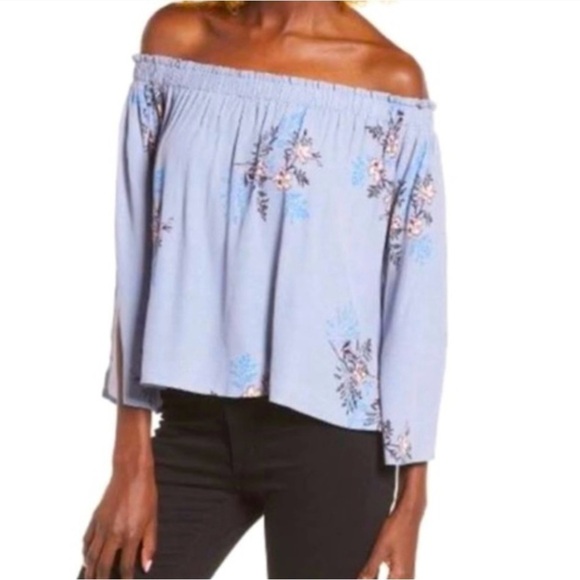 ASTR The Label Revolve Off The Shoulder Blouse Floral Size Large - Picture 2 of 8